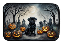 Load image into Gallery viewer, Black Pug Spooky Halloween Dish Drying Mat