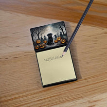 Load image into Gallery viewer, Black Pug Spooky Halloween Sticky Note Holder- Refiilable Desk Accessory Note Pad