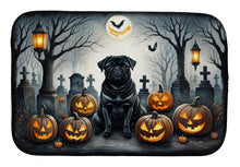 Load image into Gallery viewer, Black Pug Spooky Halloween Dish Drying Mat