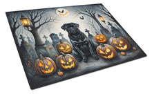 Load image into Gallery viewer, Black Pug Spooky Halloween Glass Cutting Boards – Durable, Decorative Kitchen Art Large