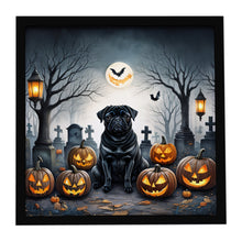 Load image into Gallery viewer, Black Pug Spooky Halloween Framed Metal Print