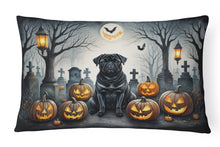 Load image into Gallery viewer, Black Pug Spooky Halloween Fabric Decorative Pillow