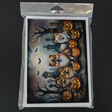 Load image into Gallery viewer, Pomeranian Spooky Halloween Greeting Cards -  Blank Note Cards – 8-Pack of Artist-Designed Cards with Envelopes