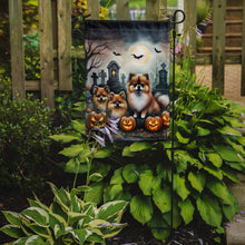Load image into Gallery viewer, Pomeranian Spooky Halloween Garden Flag – Dog in Cemetery Scene