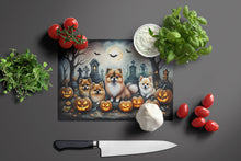 Load image into Gallery viewer, Pomeranian Spooky Halloween Glass Cutting Boards – Durable, Decorative Kitchen Art Large