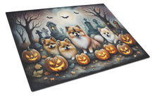 Load image into Gallery viewer, Pomeranian Spooky Halloween Glass Cutting Boards – Durable, Decorative Kitchen Art Large