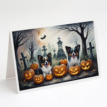 Load image into Gallery viewer, Papillon Spooky Halloween Greeting Cards -  Blank Note Cards – 8-Pack of Artist-Designed Cards with Envelopes