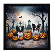 Load image into Gallery viewer, Papillon Spooky Halloween Framed Metal Print