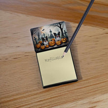 Load image into Gallery viewer, Papillon Spooky Halloween Sticky Note Holder- Refiilable Desk Accessory Note Pad