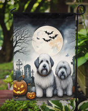 Load image into Gallery viewer, Old English Sheepdog Spooky Halloween Garden Flag – Dog in Cemetery Scene