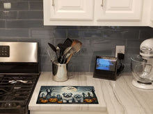 Load image into Gallery viewer, Old English Sheepdog Spooky Halloween Glass Cutting Boards – Durable, Decorative Kitchen Art Large