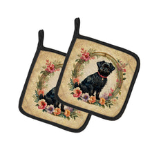 Load image into Gallery viewer, Affenpinscher and Flowers Pot Holders - Set of 2 Decorative Kitchen Helpers | Made in the USA