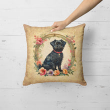 Load image into Gallery viewer, Affenpinscher and Flowers Fabric Decorative Pillow