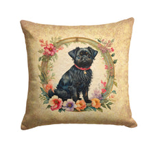 Load image into Gallery viewer, Affenpinscher and Flowers Fabric Decorative Pillow