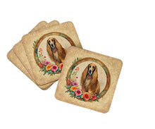Load image into Gallery viewer, Afghan Hound and Flowers Coasters - Set of 4 Lightweight Foam, Absorbent Drink Coasters