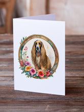 Load image into Gallery viewer, Afghan Hound and Flowers Greeting Cards -  Blank Note Cards – 8-Pack of Artist-Designed Cards with Envelopes