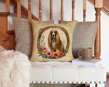 Load image into Gallery viewer, Afghan Hound and Flowers Throw Pillow - 14x14 Decorative Pillow – Art for Your Home &amp; Patio