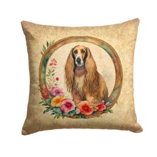 Load image into Gallery viewer, Afghan Hound and Flowers Throw Pillow - 14x14 Decorative Pillow – Art for Your Home &amp; Patio
