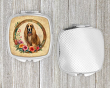 Load image into Gallery viewer, Afghan Hound and Flowers Compact Mirror – Stylish Purse Mirror with Artistic Covers
