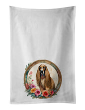 Load image into Gallery viewer, Afghan Hound and Flowers Kitchen Towel Set of 2