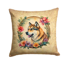Load image into Gallery viewer, Akita and Flowers Fabric Decorative Pillow