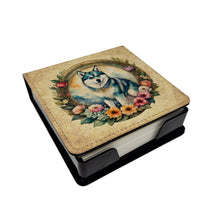 Load image into Gallery viewer, Alaskan Klee Kai and Flowers PU Leather Note Paper Holder