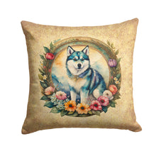 Load image into Gallery viewer, Alaskan Klee Kai and Flowers Fabric Decorative Pillow