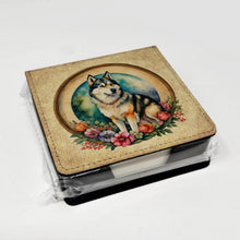 Load image into Gallery viewer, Alaskan Malamute and Flowers PU Leather Note Paper Holder