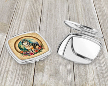 Load image into Gallery viewer, Alaskan Malamute and Flowers Compact Mirror – Stylish Purse Mirror with Artistic Covers