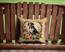 Load image into Gallery viewer, American English Coonhound and Flowers Throw Pillow - 14x14 Decorative Pillow – Art for Your Home &amp; Patio