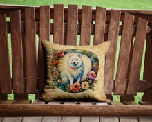 Load image into Gallery viewer, American Eskimo and Flowers Throw Pillow - 14x14 Decorative Pillow – Art for Your Home &amp; Patio
