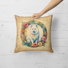 Load image into Gallery viewer, American Eskimo and Flowers Fabric Decorative Pillow