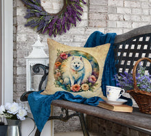 Load image into Gallery viewer, American Eskimo and Flowers Fabric Decorative Pillow