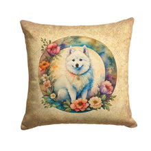 Load image into Gallery viewer, American Eskimo and Flowers Fabric Decorative Pillow