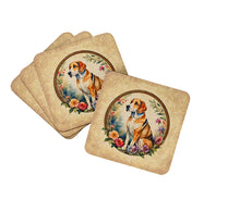 Load image into Gallery viewer, American Foxhound and Flowers Coasters - Set of 4 Lightweight Foam, Absorbent Drink Coasters