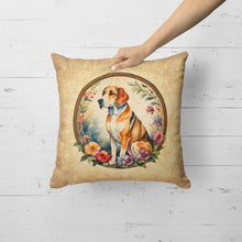 Load image into Gallery viewer, American Foxhound and Flowers Fabric Decorative Pillow