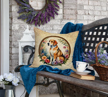 Load image into Gallery viewer, American Foxhound and Flowers Fabric Decorative Pillow