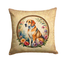 Load image into Gallery viewer, American Foxhound and Flowers Fabric Decorative Pillow