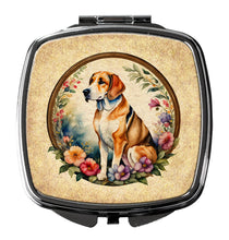 Load image into Gallery viewer, American Foxhound and Flowers Compact Mirror – Stylish Purse Mirror with Artistic Covers