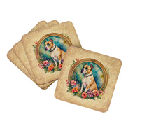 Load image into Gallery viewer, American Staffordshire Terrier and Flowers Coasters - Set of 4 Lightweight Foam, Absorbent Drink Coasters