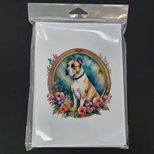 Load image into Gallery viewer, American Staffordshire Terrier and Flowers Greeting Cards -  Blank Note Cards – 8-Pack of Artist-Designed Cards with Envelopes