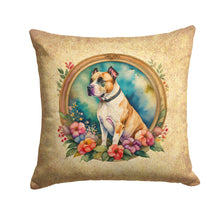 Load image into Gallery viewer, American Staffordshire Terrier and Flowers Throw Pillow - 14x14 Decorative Pillow – Art for Your Home &amp; Patio