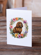 Load image into Gallery viewer, American Water Spaniel and Flowers Greeting Cards -  Blank Note Cards – 8-Pack of Artist-Designed Cards with Envelopes