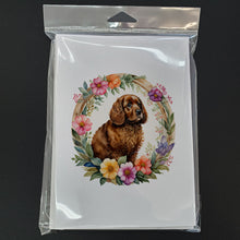 Load image into Gallery viewer, American Water Spaniel and Flowers Greeting Cards -  Blank Note Cards – 8-Pack of Artist-Designed Cards with Envelopes