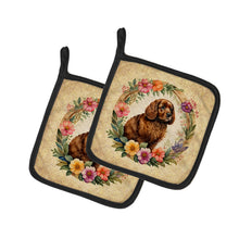 Load image into Gallery viewer, American Water Spaniel and Flowers Pot Holders - Set of 2 Decorative Kitchen Helpers | Made in the USA