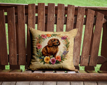 Load image into Gallery viewer, American Water Spaniel and Flowers Throw Pillow - 14x14 Decorative Pillow – Art for Your Home &amp; Patio