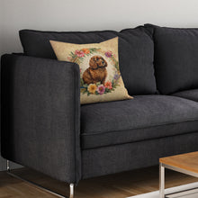 Load image into Gallery viewer, American Water Spaniel and Flowers Throw Pillow - 14x14 Decorative Pillow – Art for Your Home &amp; Patio