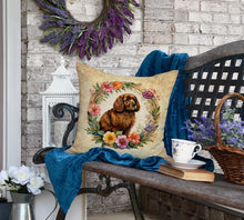 Load image into Gallery viewer, American Water Spaniel and Flowers Fabric Decorative Pillow