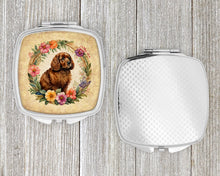 Load image into Gallery viewer, American Water Spaniel and Flowers Compact Mirror – Stylish Purse Mirror with Artistic Covers