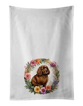Load image into Gallery viewer, American Water Spaniel and Flowers Kitchen Towel Set of 2